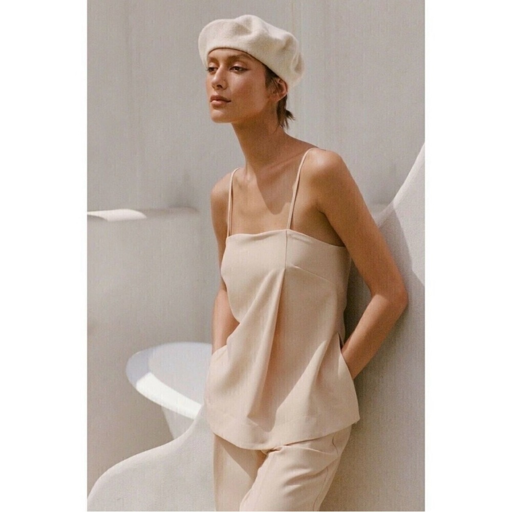 NWT! Shona Joy Ivy Tailored Strappy Cami Tan Tank Top Size 12